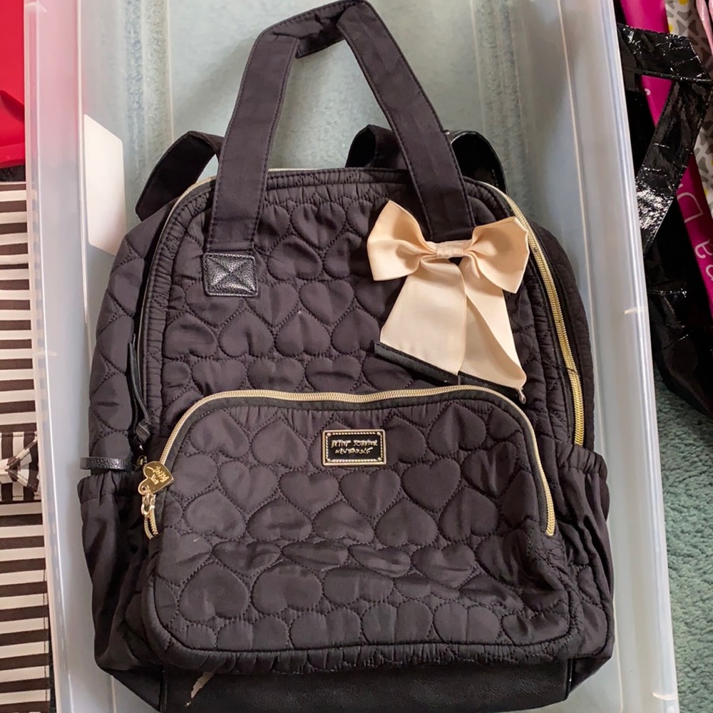 Betsy Johnson Black heart imprinted Backpack
